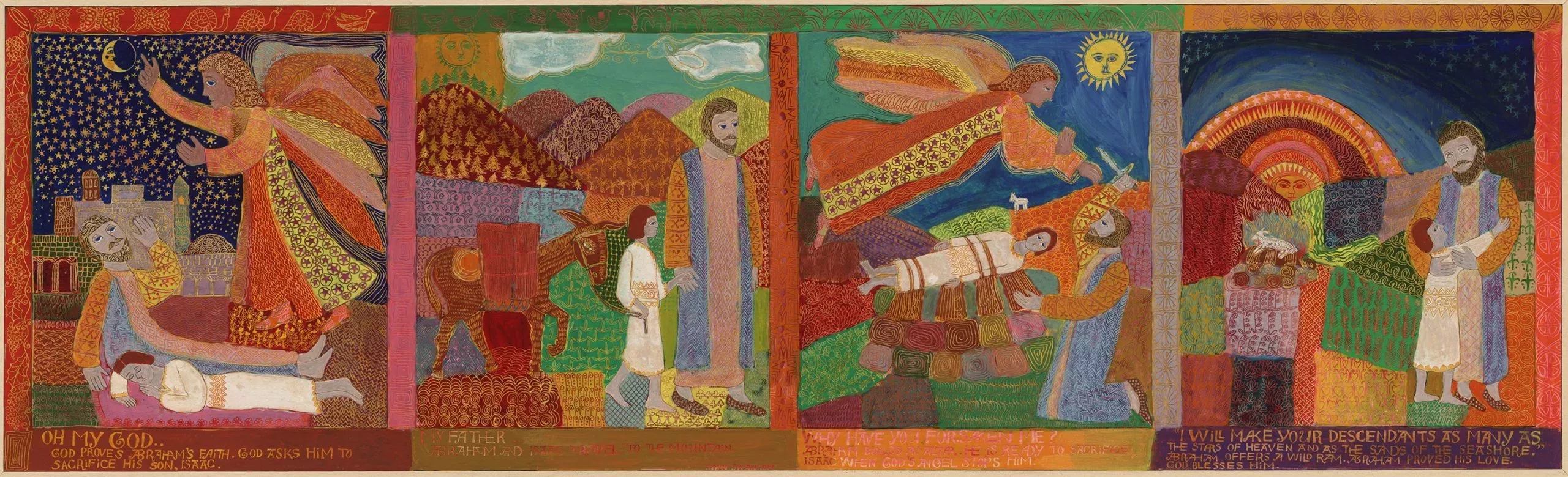 Abraham and Isaac (Crayon sgraffito painting, 1974)
