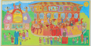 Carousel (Crayon scrafitto painting, 1973)